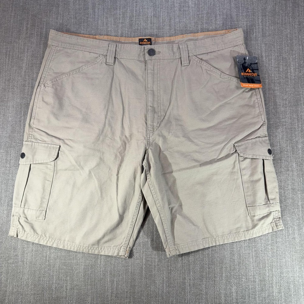 Ridgecut Shorts Mens 44 Beige Cargo Canvas Workwear Utility Pockets Toughwear